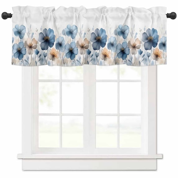 Poppy Flowers Valances for Windows Farmhouse Kitchen Curtains Valances Rod Pocket Valance Curtains for Kitchen Windows Botanical Spring Summer Floral Window Valances for Bathroom Bedroom 60"x18"