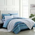 thumbnail image 1 of Poppy & Fritz Alex Comforter Set Blue Ocean Stripes Comforter, Full/Queen, 1 of 7