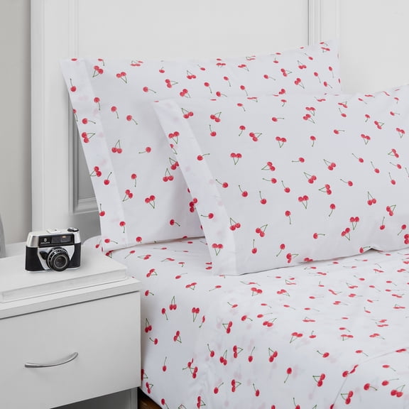 Poppy & Fritz Cherries Cotton Percale Twin Sheet Set