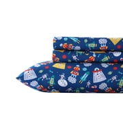 Poppy & Fritz Kids Space Microfiber Blue 4 Piece Sheet Set-Queen
