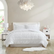 Poppy & Fritz Scrunch Stripe White Full/Queen Quilt Set