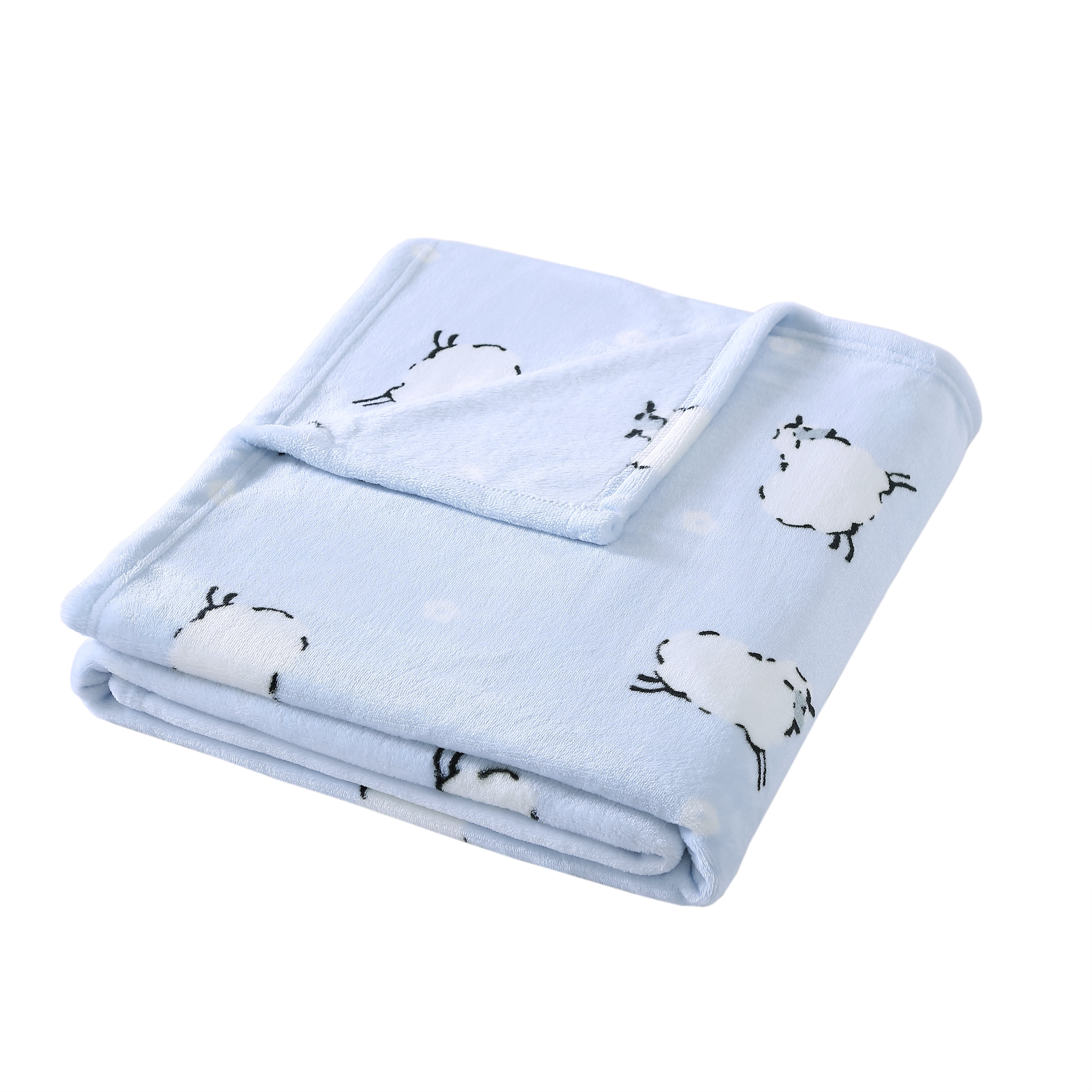 Poppy & Fritz Sheep Flannel Blue Throw Blanket-50X60