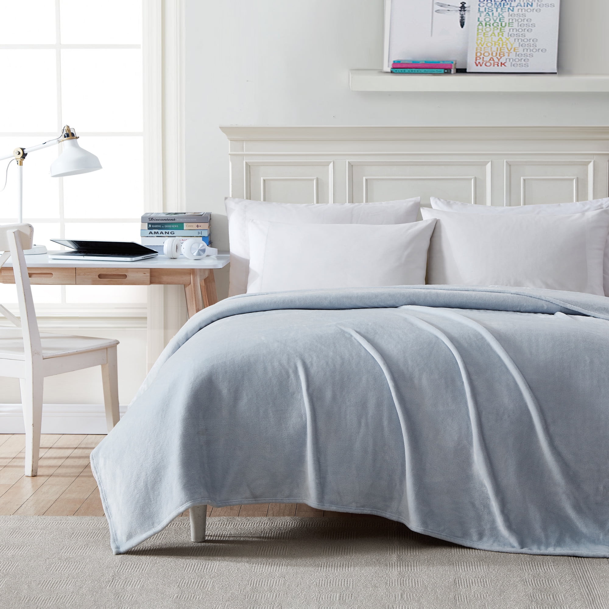 Poppy Fritz Solid Ultra Soft Plush Pastel Blue Full Queen Blanket Walmart