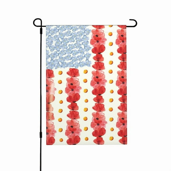 Poppy Garden Flag 12x18 Inch Double Sided, Spring and Summer Floral Yard Flag with Burlap Look, Outdoor Welcome Decoration for Seasonal Decor