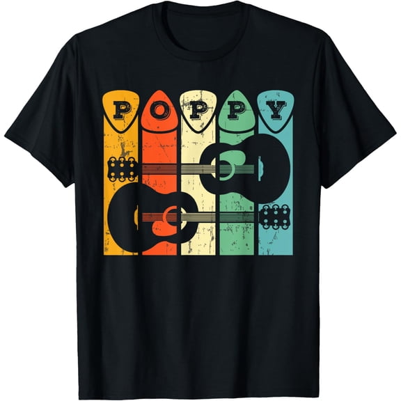 Poppy Guitar Pick Gift Grandpa Guitarist Cool Guitar Player T-Shirt