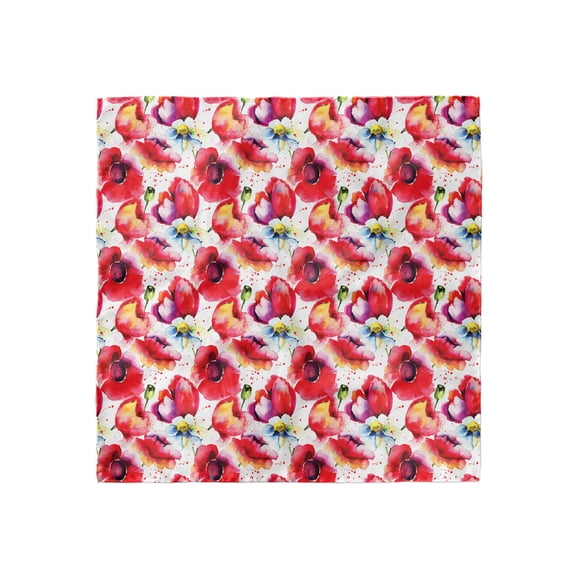 Poppy Head Scarf, Watercolor Romance Art, Head Wrap, 3 Sizes, by Ambesonne