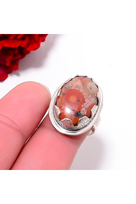 Poppy Jasper - Morgan Hill Designer Handmade 925 Sterling Silver Ring S.7 R9789, Christmas Gift