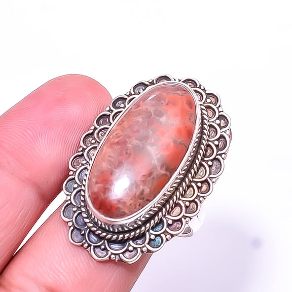 Poppy Jasper - Morgan Hill Fine Art Oxidised 925 Sterling Silver Ring S.11 R20, Gemstone Silver Jewelry, New Year Sale, Valentin's Day Gift