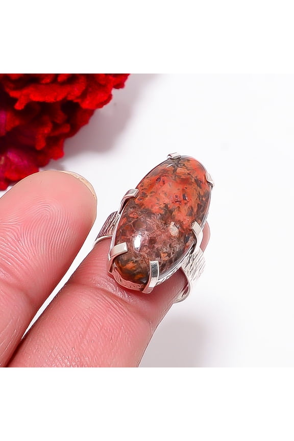Poppy Jasper - Morgan Hill Gemstone 925 Sterling Silver Ring S.7 R97719, Christmas Gift