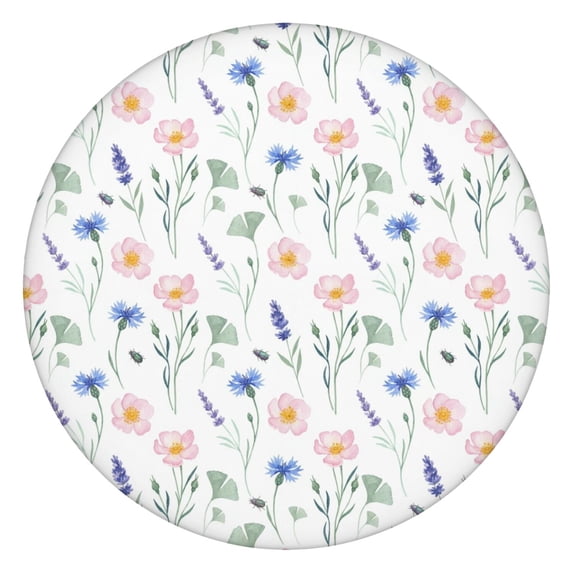 Poppy Lavender Ginkgo Round Fitted Tablecloth, Picnic Table Cover, 44in ...