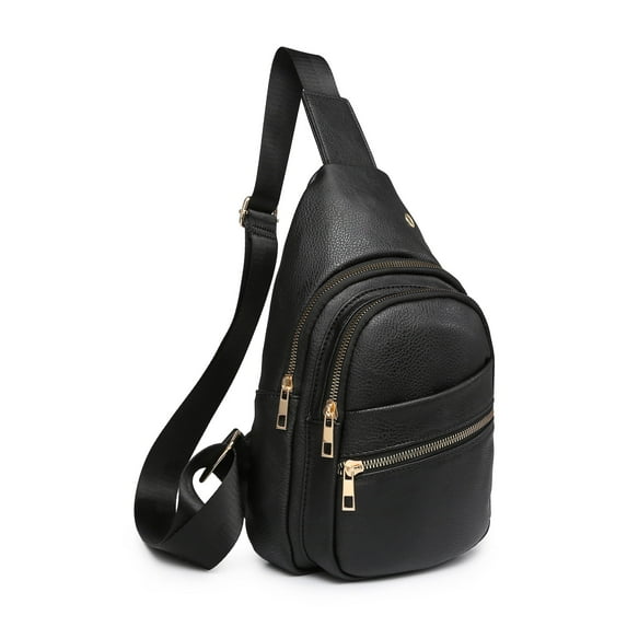 Poppy Leather Sling Backpack Bag for Women Travel Hiking Crossbody Shoulder Bag Multi Pockets Daypack