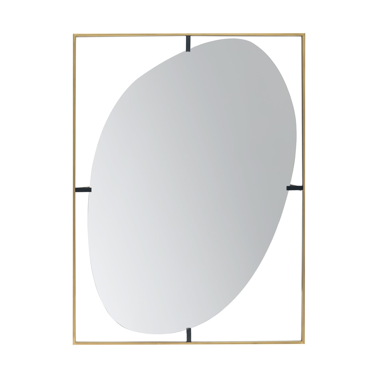 Oval Gold and Black Metal Framed Bathroom Mirror