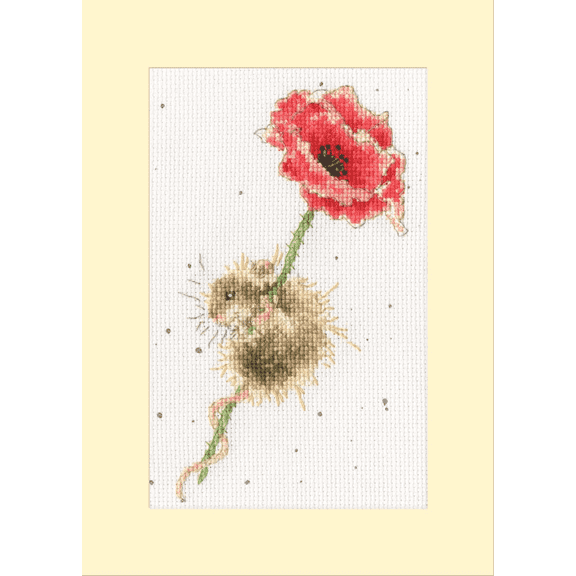 Bothy Threads Poppy Mouse Greeting Card Counted Cross-Stitch Kit