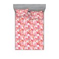 thumbnail image 1 of Poppy Pattern Fitted Sheet & Pillow Sham Set, Watercolor Style Floral with Delicate Petals on Plain Backplane Art, Decorative Printed 3 Piece Bedding Decor, King, Dark Coral Pale Pink, by Ambesonne, 1 of 2