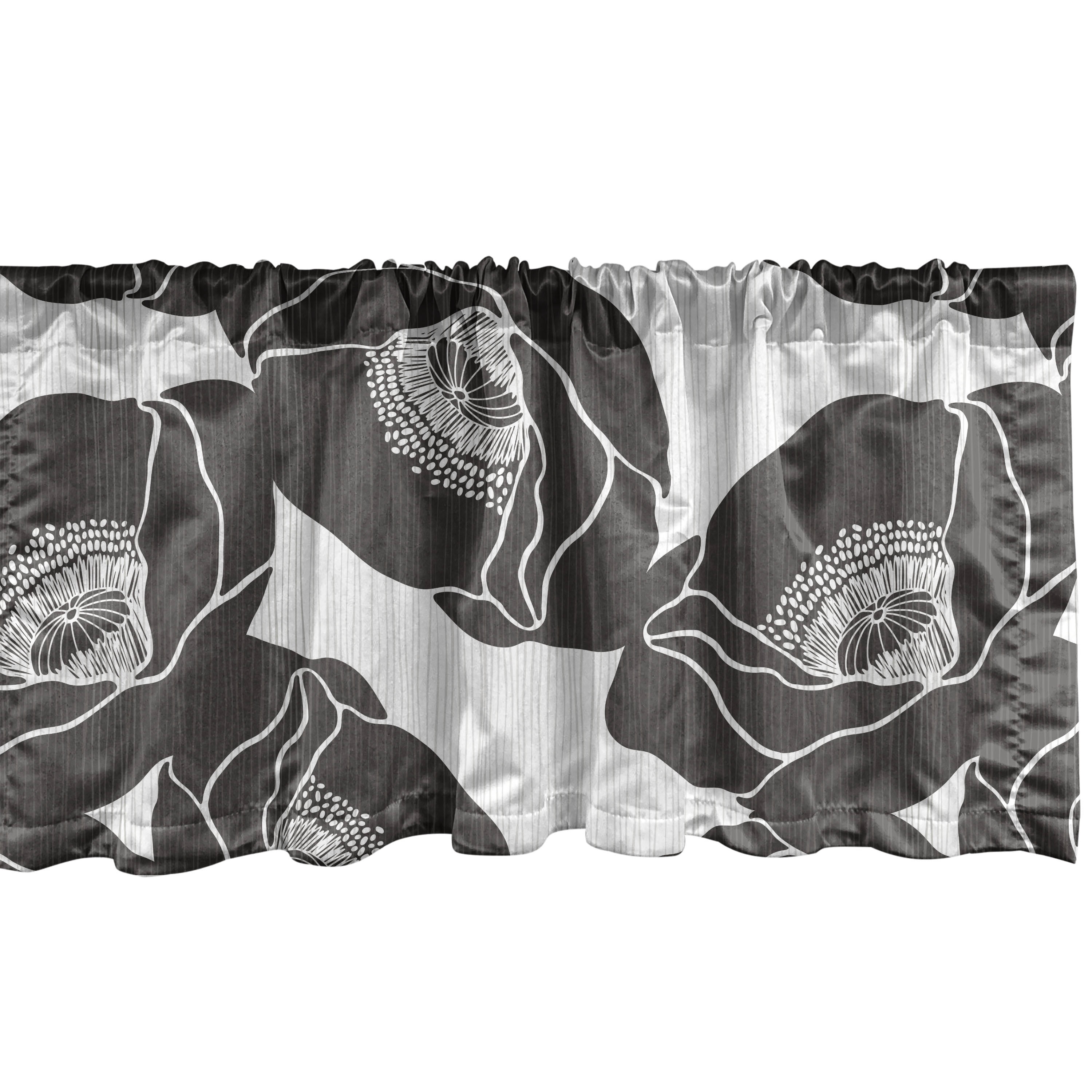 Poppy Pattern Window Valance, Modern Minimalist Silhouettes of Floral ...