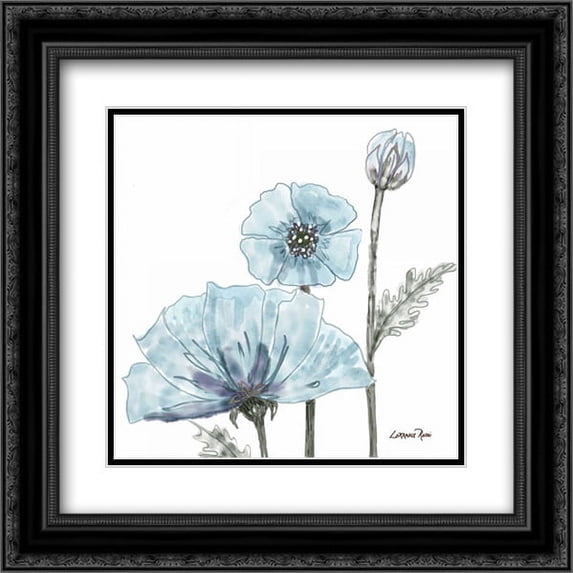 Poppy Perched 2 2x Matted 20x20 Black Ornate Framed Art Print by Rossi, Lorraine