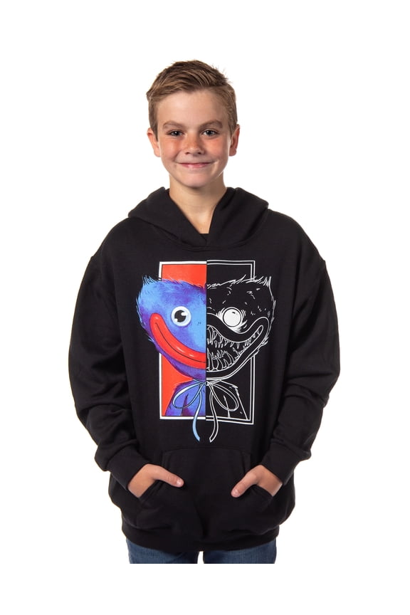 Poppy Playtime Boys' Huggy Split Face Jumpscare Pullover Hoodie