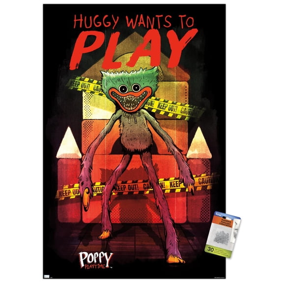 Poppy Playtime - Huggy Wants To Play Wall Poster with Push Pins, 22.375" x 34"