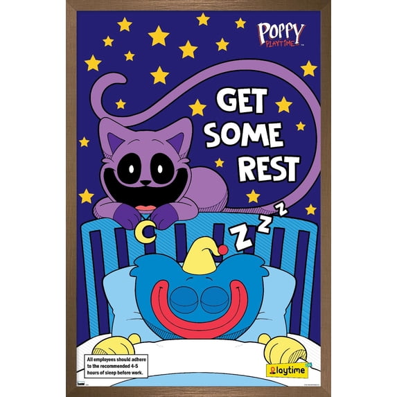 Poppy Playtime - Huggy Wuggy Get Some Rest Wall Poster, 22.375" x 34" Framed