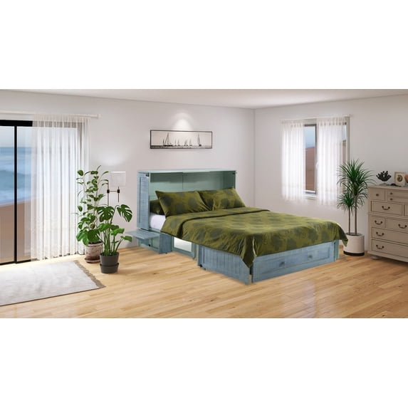 Poppy Queen Size Murphy Bed Cabinet with Storage & Charging Ports