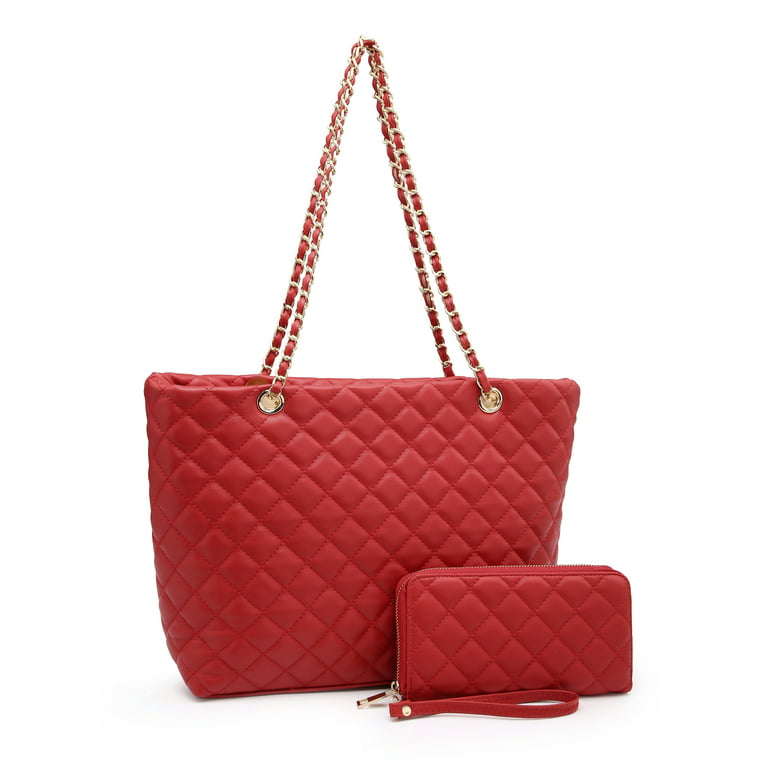 Poppy Quilted Women Handbags Purses Leather Tote Bag Satchel