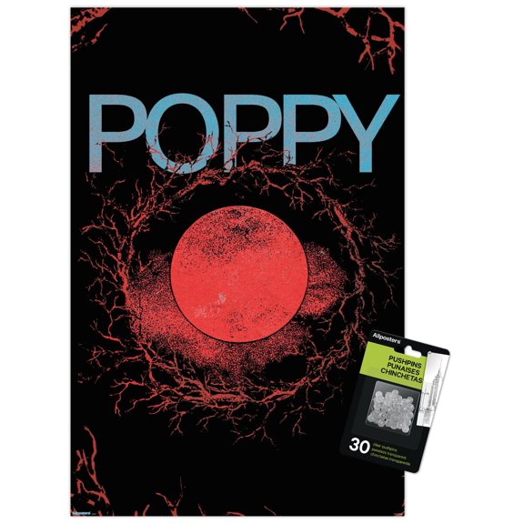 Poppy - Red Eclipse Wall Poster with Push Pins, 14.725" x 22.375"