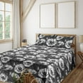 thumbnail image 1 of Ambesonne Poppy Fitted & Flat Sheet with Shams 4 Pcs Set, Blossoming Vintage Poppies, King, Grey Black White, 1 of 5