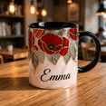 thumbnail image 1 of Poppy Stained Glass Ceramic Mug Personalized Red Flower Coffee Cup Gift, 1 of 4