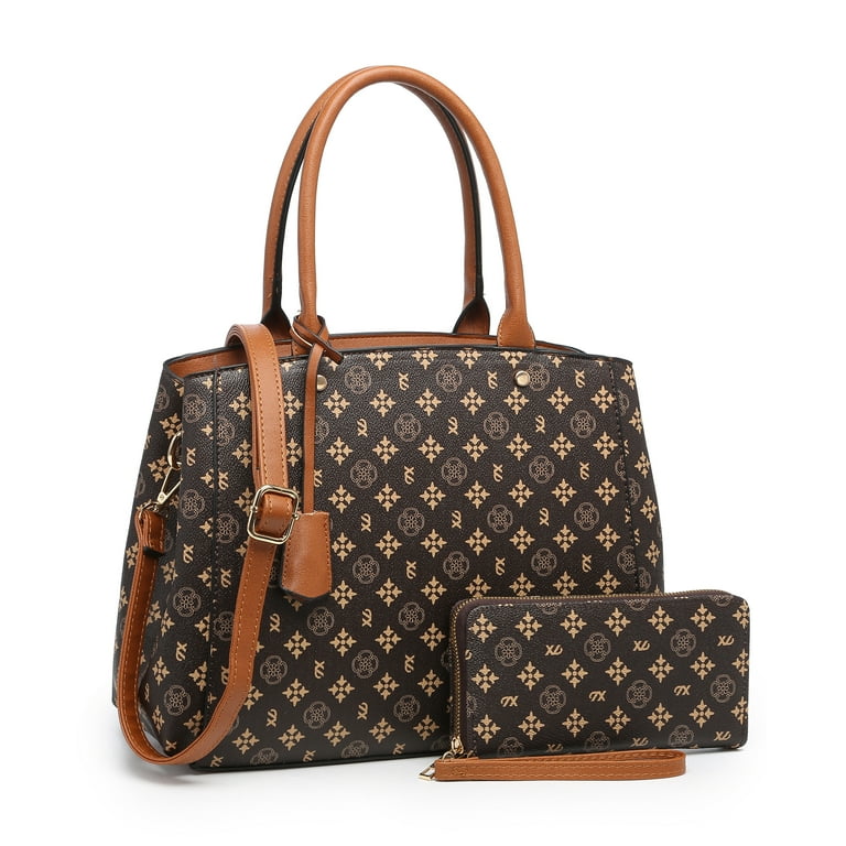 Poppy Stylish Print Handbag for Women Top Handle Satchel Purse Set Faux Leather Crossbody Bag Tote Bag with Wallet Walmart