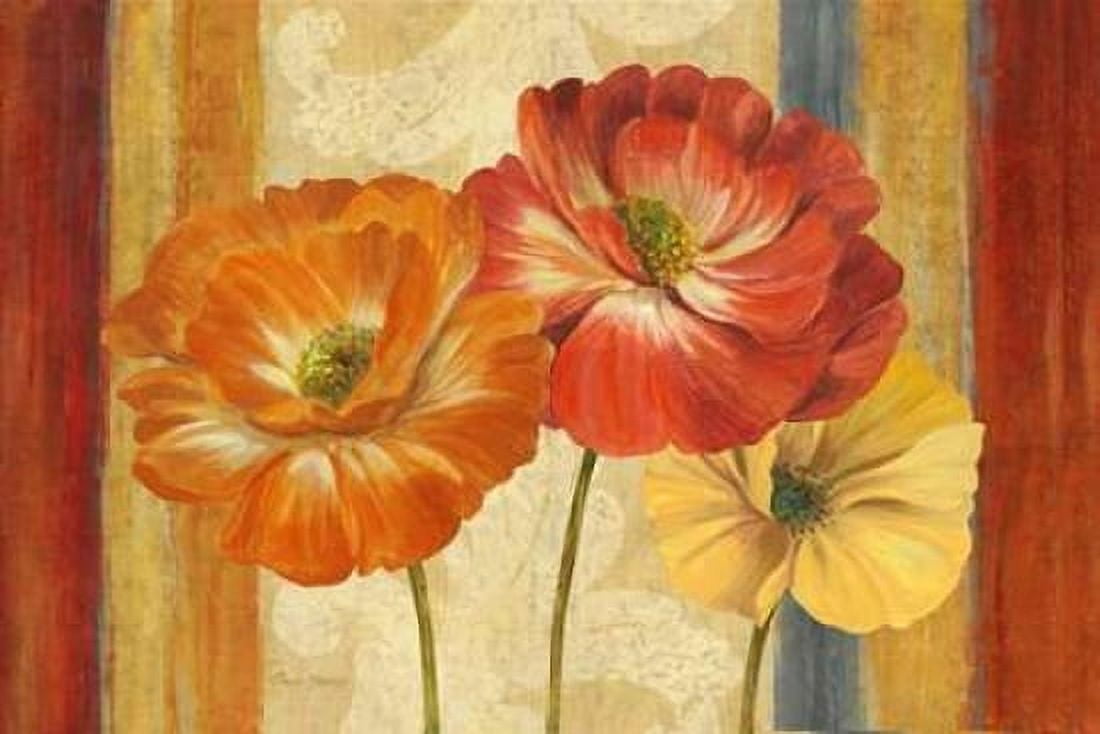 Poppy Tapestry Stripes Landscape Canvas Art - Pamela Gladding (24 x 36)