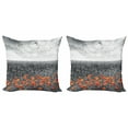 thumbnail image 1 of Ambesonne Poppy Flower Throw Pillow Cover 2 Pack, Field Greyscale Design, 18", Orange and Grey, 1 of 2