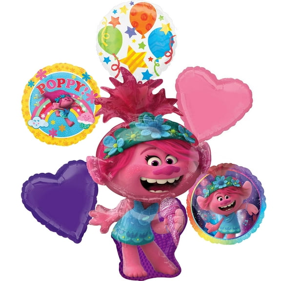 Poppy Trolls World Tour Party Supplies Balloon Bouquet Decorations
