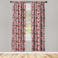 thumbnail image 1 of Poppy Window Curtains, Flowers Swirly Branches of Seasonal Foliage Repeated Design Retro Art, Lightweight Decor 2-Panel Set with Rod Pocket, Pair of - 28"x63", Warm Taupe and Dark Coral, by Ambesonne, 1 of 3