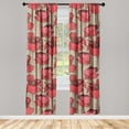 thumbnail image 1 of Poppy Window Curtains, Retro Style Garden Floral Blooming Ornament on Grunge Effect Background Print, Lightweight Decor 2-Panel Set with Rod Pocket, Pair of - 28"x84", Dark Coral and Tan, by Ambesonne, 1 of 3