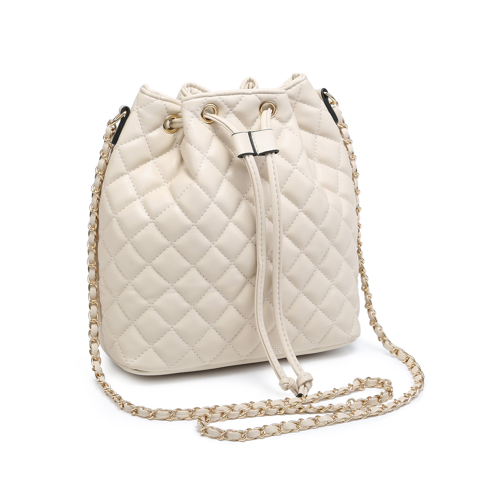 Fashionable Quilted Large Capacity Bucket Bag For Women Chain Strap  Drawstring Crossbody Bag