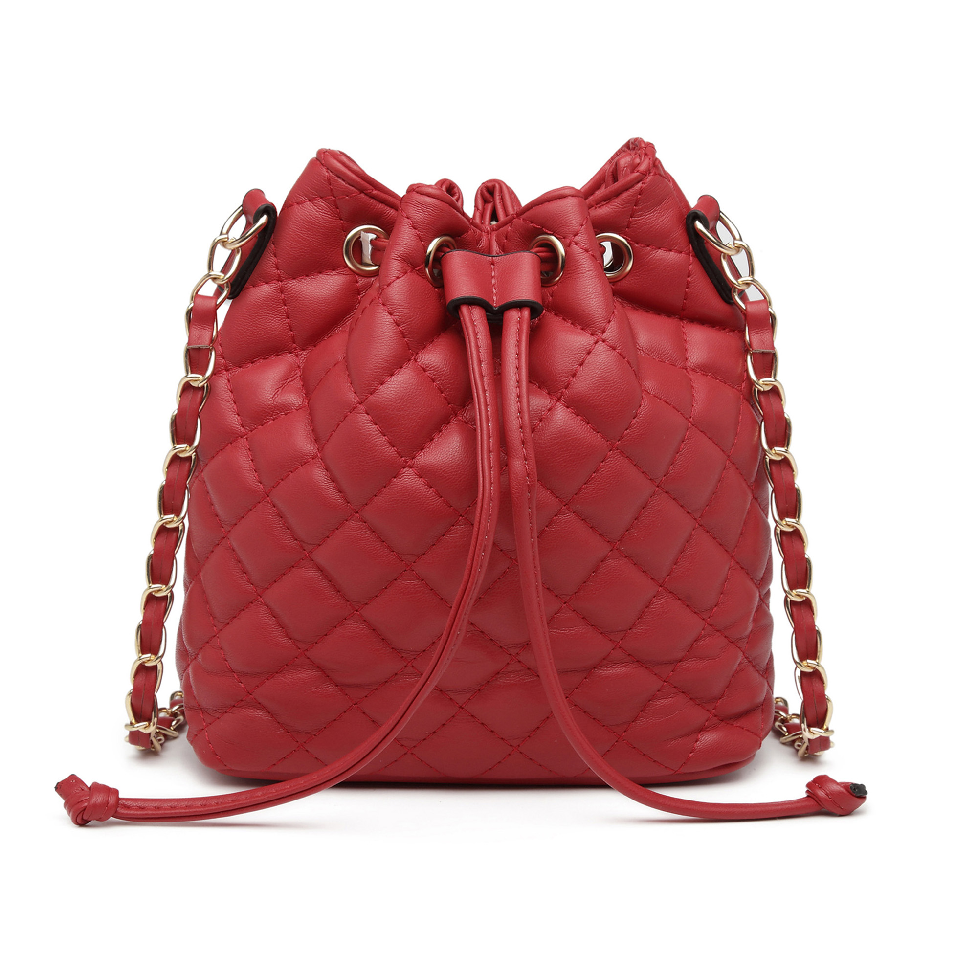 Poppy Womens Leather Quilted Crossbody Bag Handbags Purses Drawstring Bucket Shoulder Bag Satchels Messenger Bag - image 1 of 5