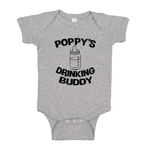 Poppy's Drinking Buddy Baby Bodysuit One Piece NB Athletic Heather