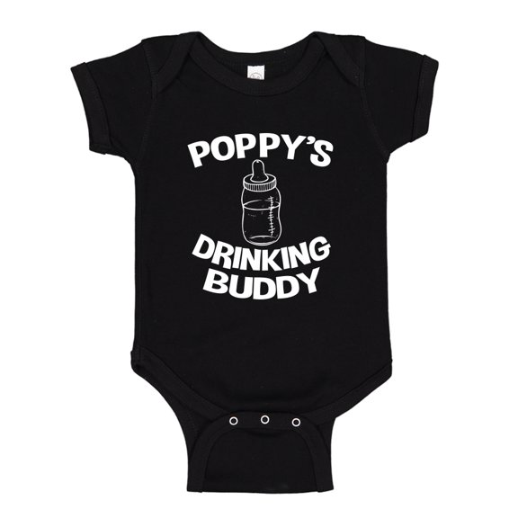 Poppy's Drinking Buddy Baby Bodysuit One Piece NB Black