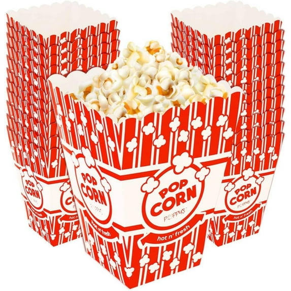Poppy's Large Popcorn Boxes – 10 Pack 46 Oz Concession-Grade Popcorn Buckets, Popcorn Machine Accessories for Popcorn Bars, Movie Nights, Concessions