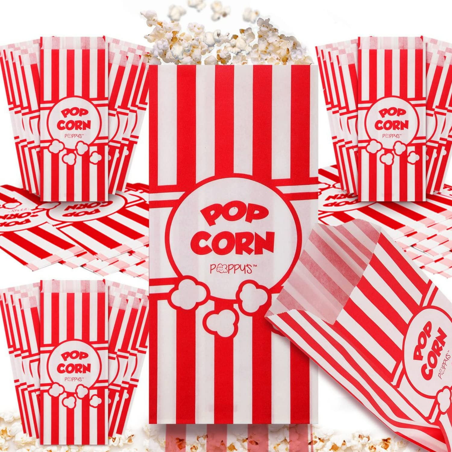 Poppy's Paper Popcorn Bags 200 1oz ConcessionGrade Bags, Popcorn
