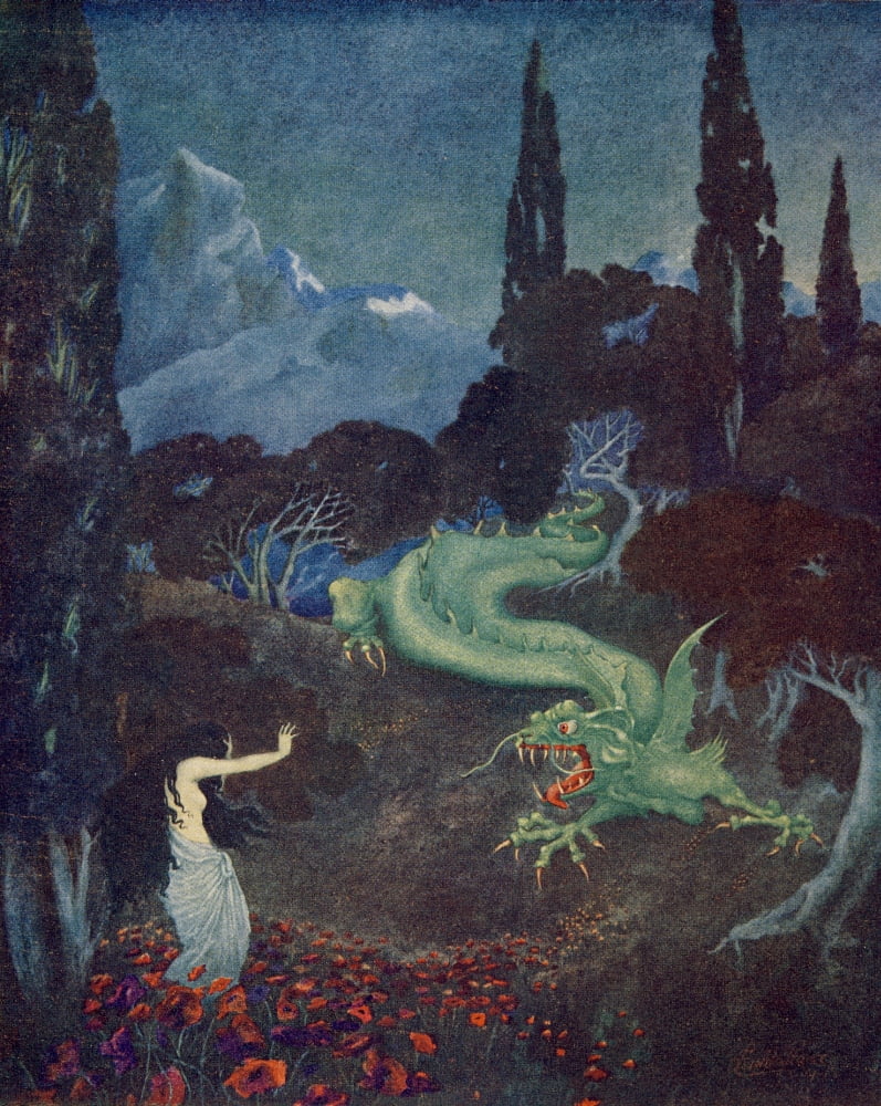 Poppyland 1914 Green Dragon Canvas Art - Leighton Pearce (24 x 36)