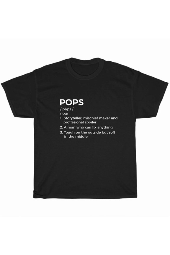 Pops Definition Noun Mens Funny Dad Daddy Papa Father Gift Unisex T-Shirt, up to Size 5XL