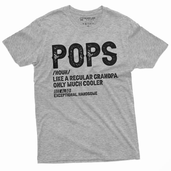 Pops Grandpa Men'S Humor T-Shirt Papa Grandfather Definition Fathers Day Tee (Small Grey)