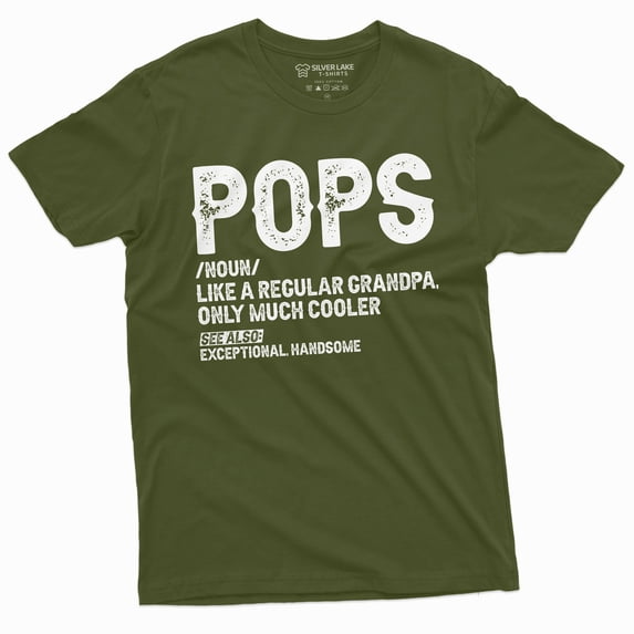 Pops Grandpa Men'S Humor T-Shirt Papa Grandfather Definition Fathers Day Tee (X-Large Military Green)