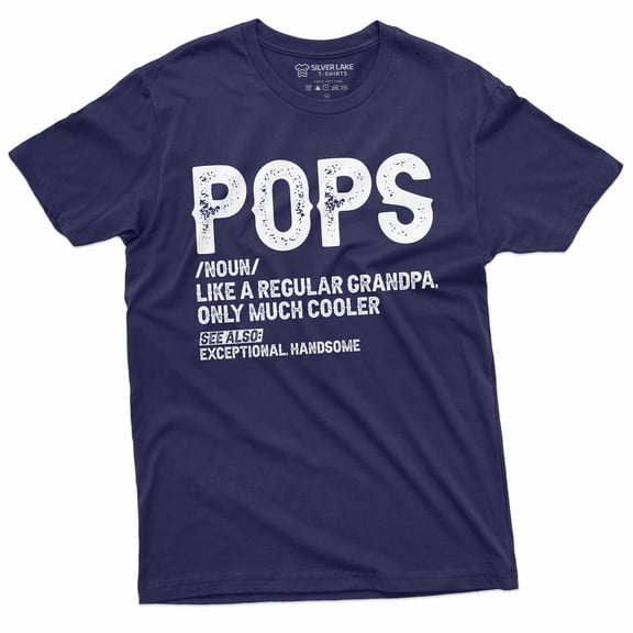 Pops Grandpa Men'S Humor T-Shirt Papa Grandfather Definition Fathers Day Tee (XX-Large Navy Blue)