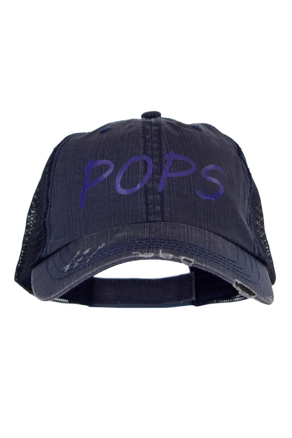 Pops! Heat Transfer Low Profile Special Cotton Mesh Cap - Navy OSFM