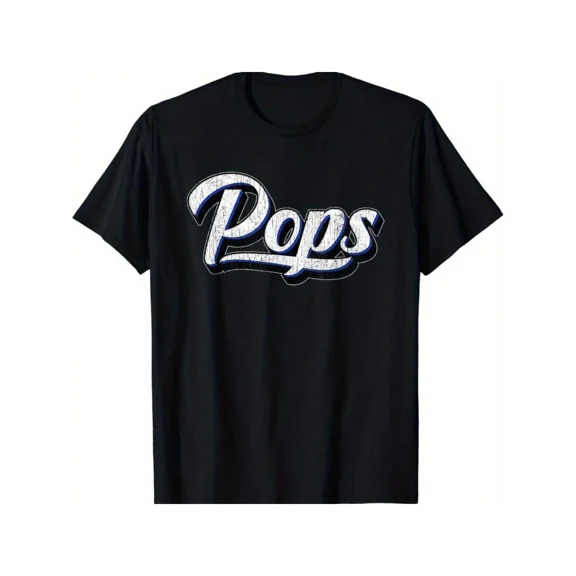Pops Men's Black T-Shirt Stylish Comfortable Casual Tee for Dad Father's Day