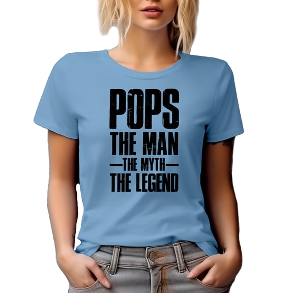 Pops, The Man, The Myth, The Legend, Funny Granddad, Father's Day or Birthday, Baby Blue T-Shirt, Small