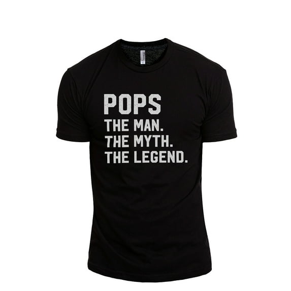 Pops - The Man, The Myth, The Legend Men's Modern Fit Fun Casual T-Shirt Printed Graphic Tee Black Medium