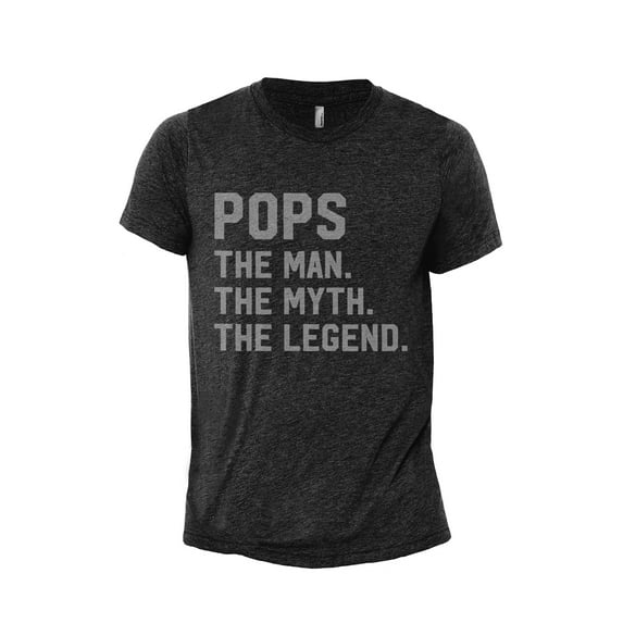 Pops - The Man, The Myth, The Legend Men's Modern Fit Fun Casual T-Shirt Printed Graphic Tee Charcoal Grey 3X-Large